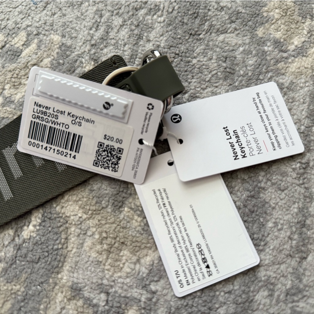 Lululemon Never Lost Keychain Grey Sage/White Opal (NWT) - Picture 6 of 7